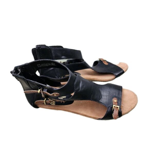 Aerosoles A2 Women's Zenfandel Wedge Sandal Size 8 Black With Brown Buckle - Picture 12 of 13
